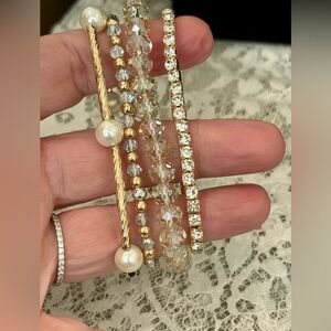 Gold and Pearl/Rhinestone Bracelet Set (4)